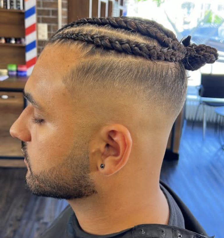 Braids mit sauber rasiertem Fade